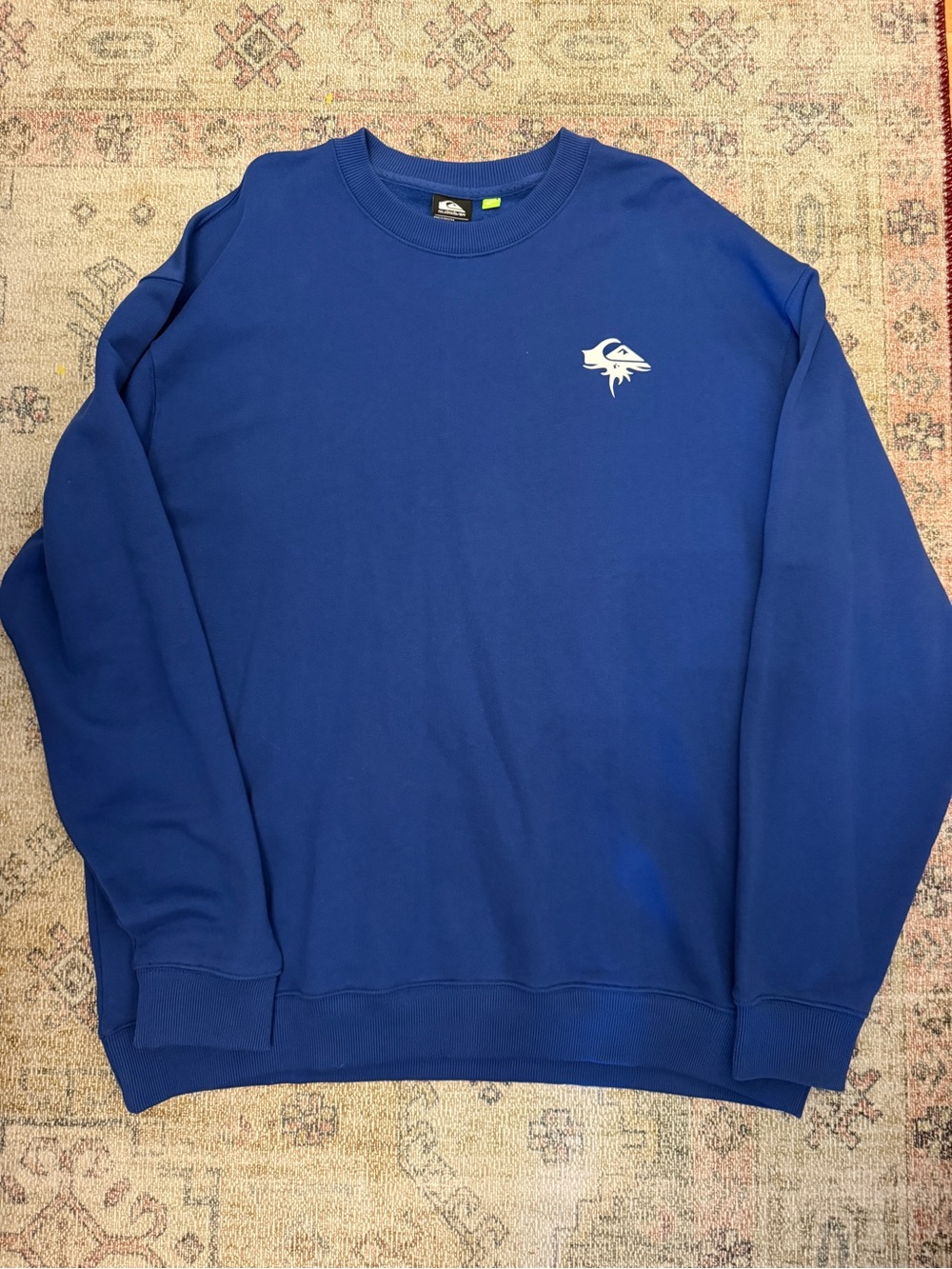Quiksilver Men's Deep Blue Crewneck Sweatshirt with White Logo